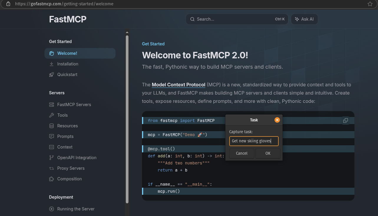 Capturing a simple todo with FAF, while reading.