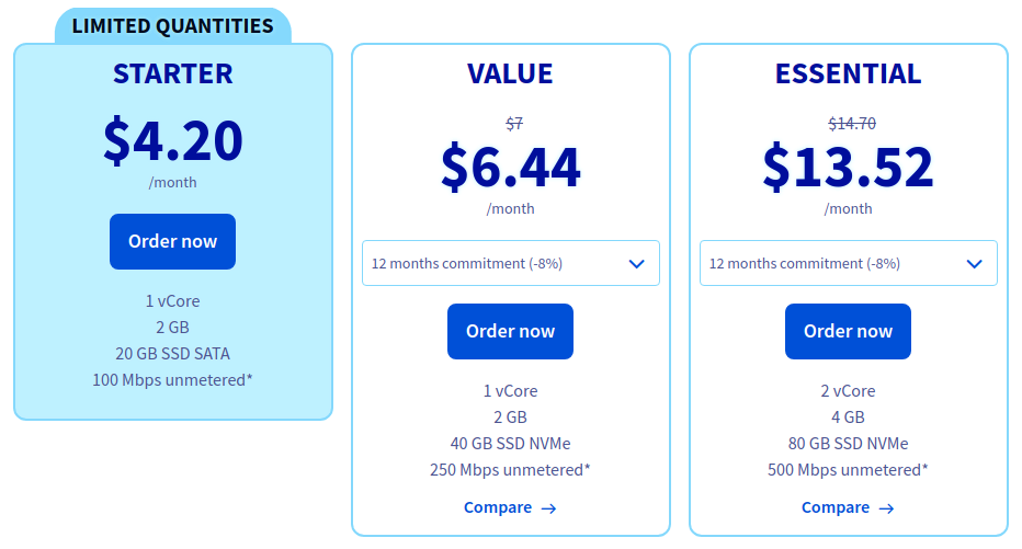 OVH pricing page