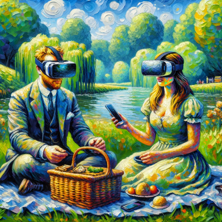 VR at a picnic